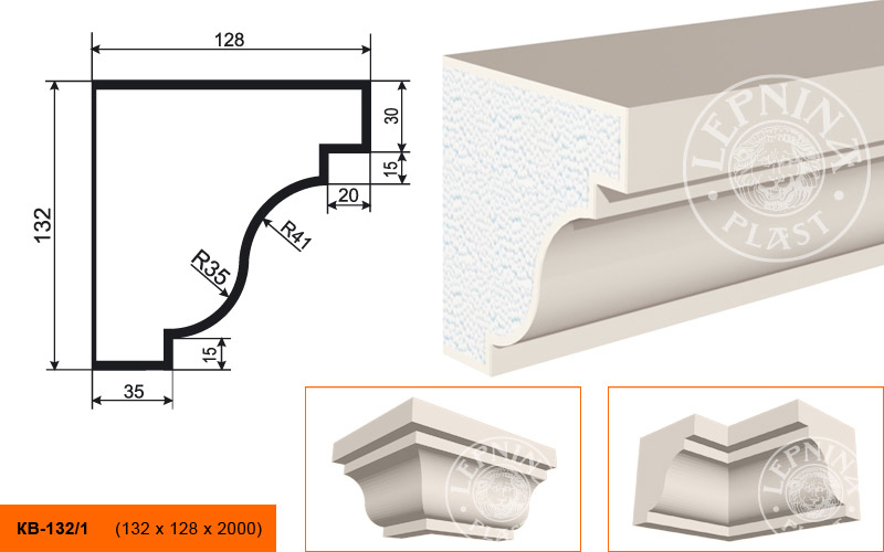 Фасадный карниз Lepninaplast КВ-132/1