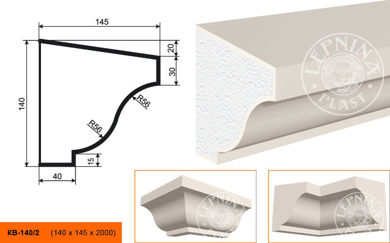 Фасадный карниз Lepninaplast КВ-140/2