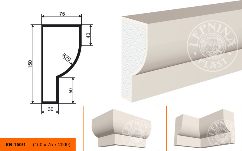 Фасадный карниз Lepninaplast КВ-150/1