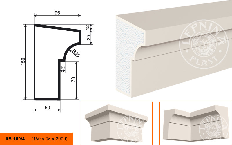 Фасадный карниз Lepninaplast КВ-150/4