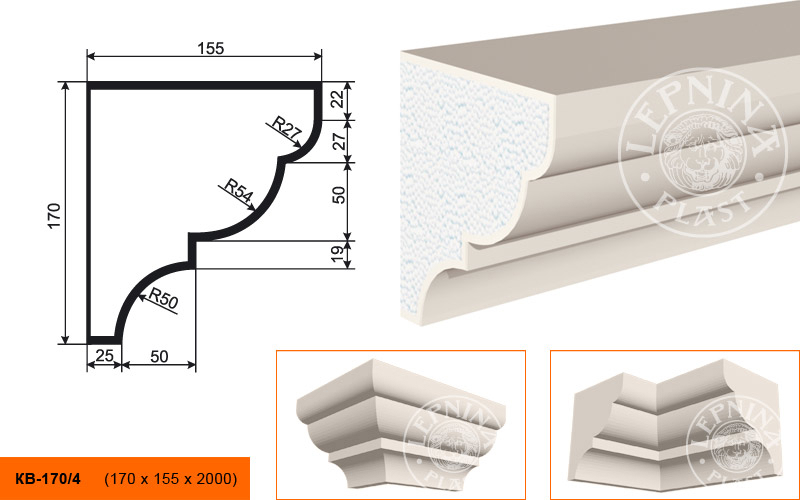 Фасадный карниз Lepninaplast КВ-170/4