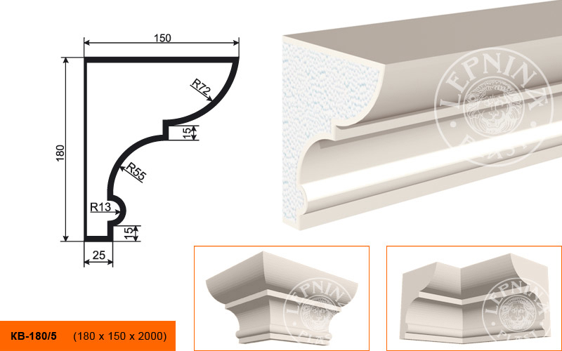 Фасадный карниз Lepninaplast КВ-180/5
