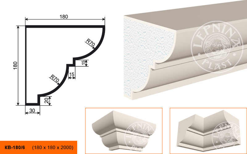 Фасадный карниз Lepninaplast КВ-180/6