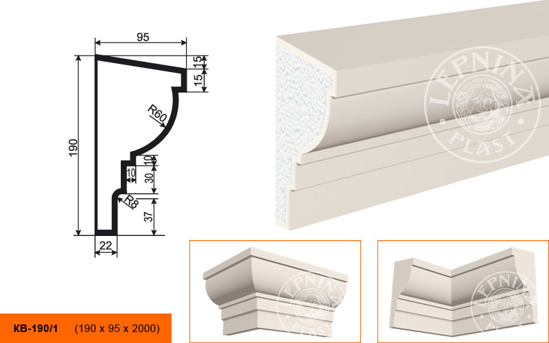 Фасадный карниз Lepninaplast КВ-190/1