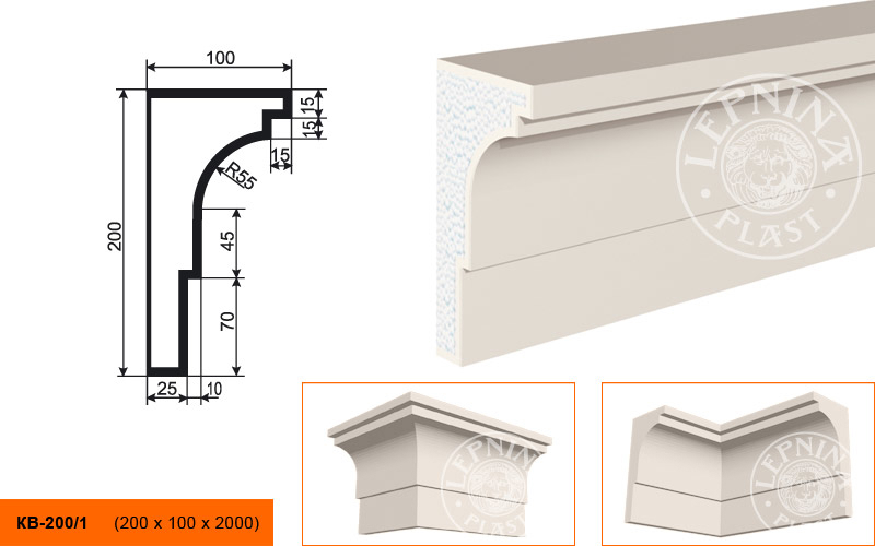 Фасадный карниз Lepninaplast КВ-200/1
