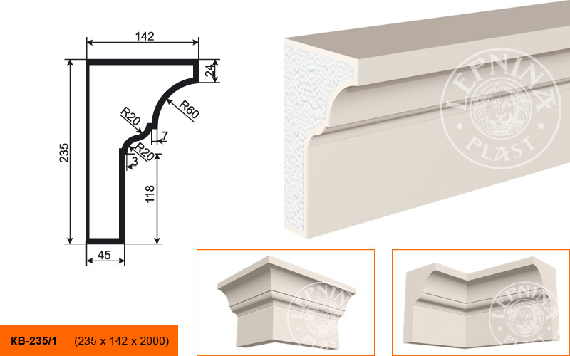 Фасадный карниз Lepninaplast КВ-235/1