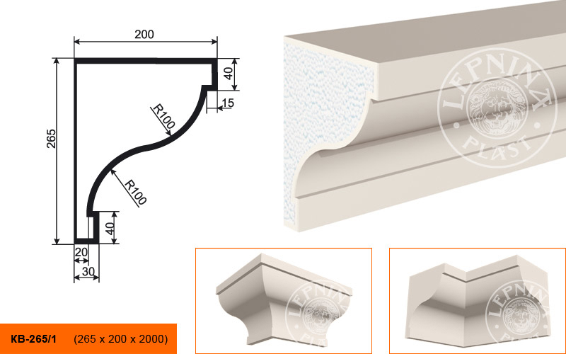 Фасадный карниз Lepninaplast КВ-265/1