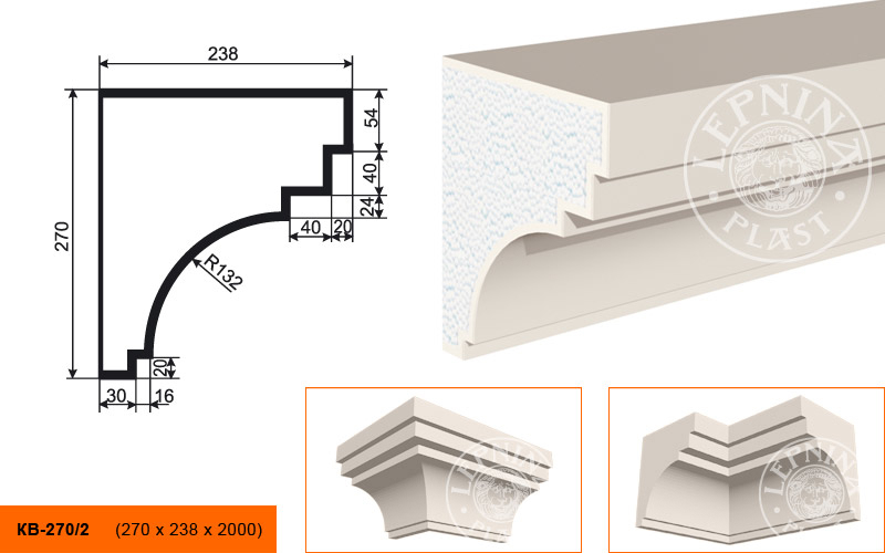Фасадный карниз Lepninaplast КВ-270/2