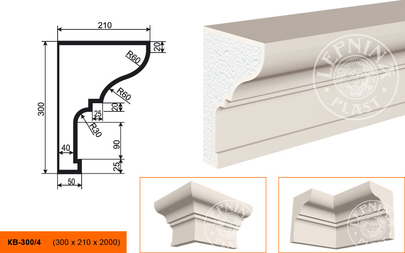 Фасадный карниз Lepninaplast КВ-300/4