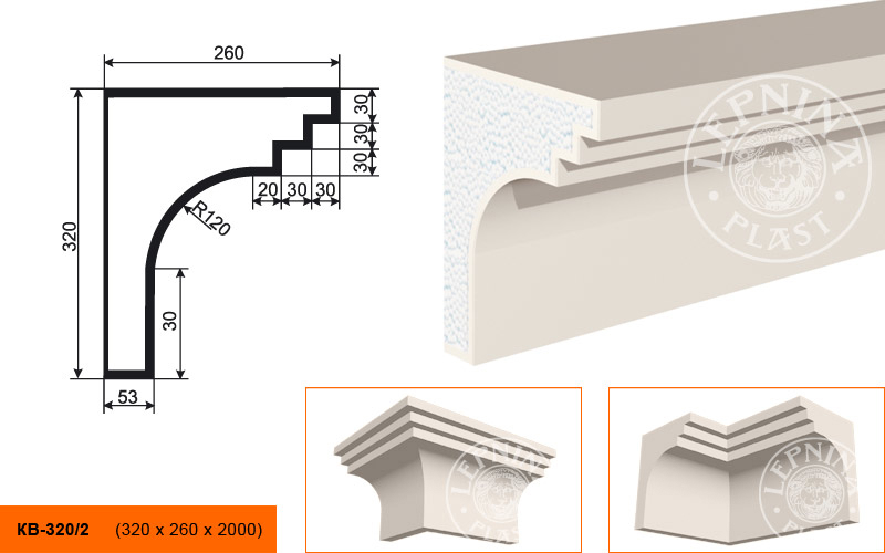 Фасадный карниз Lepninaplast КВ-320/2