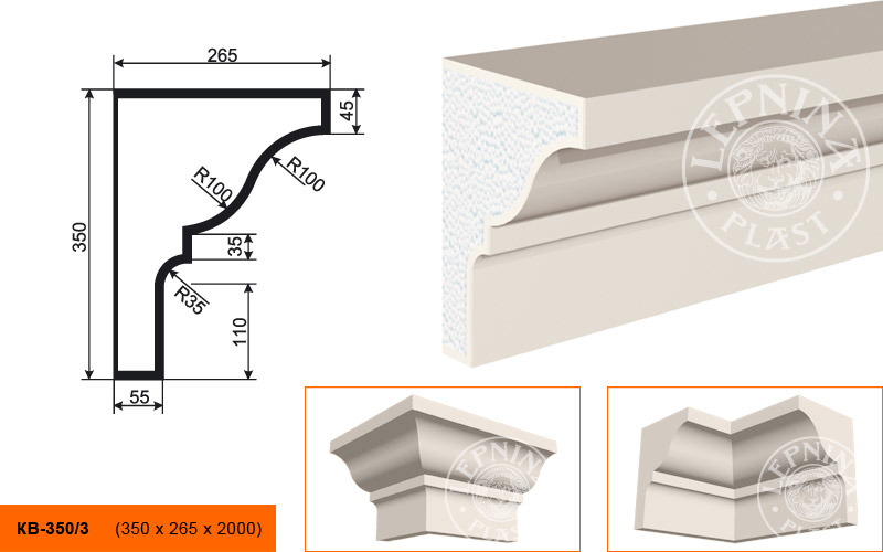 Фасадный карниз Lepninaplast КВ-350/3