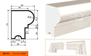 Фасадный молдинг Lepninaplast МВ-75/1