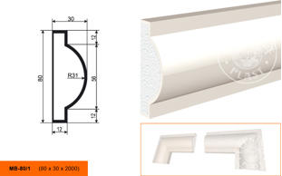 Фасадный молдинг Lepninaplast МВ-80/1