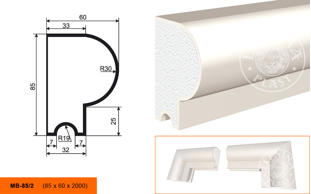 Фасадный молдинг Lepninaplast МВ-85/2