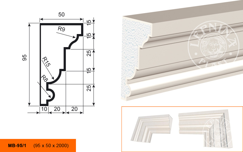 Фасадный молдинг Lepninaplast МВ-95/1