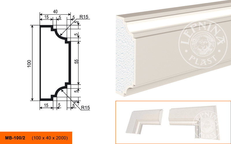 Фасадный молдинг Lepninaplast МВ-100/2