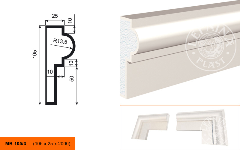 Фасадный молдинг Lepninaplast МВ-105/3