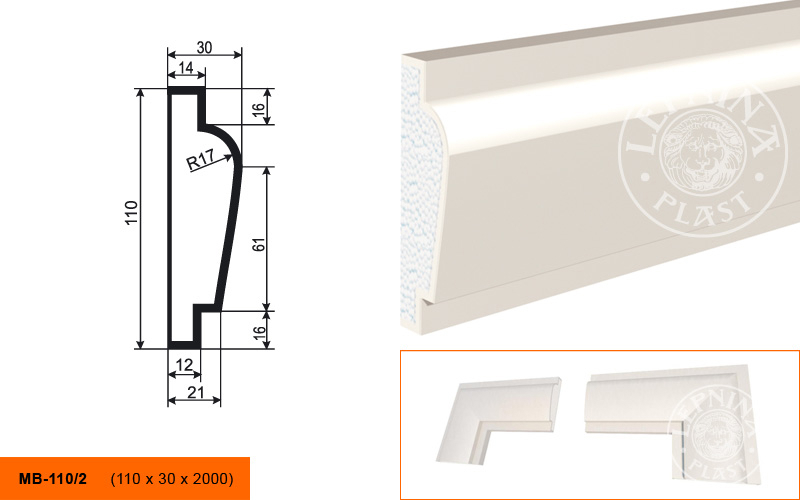 Фасадный молдинг Lepninaplast МВ-110/2