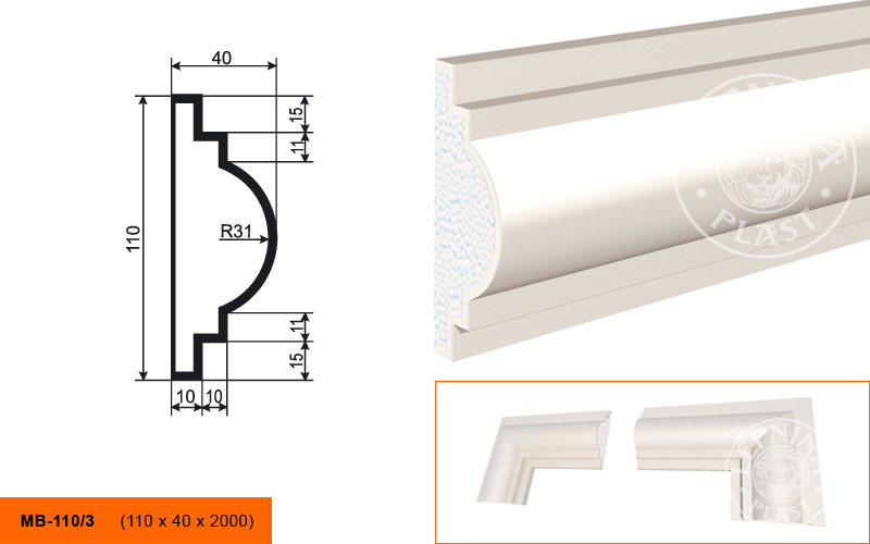Фасадный молдинг Lepninaplast МВ-110/3