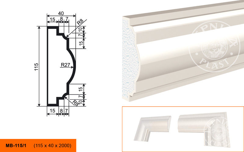 Фасадный молдинг Lepninaplast МВ-115/1
