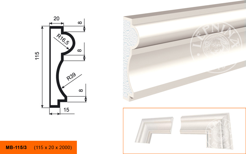 Фасадный молдинг Lepninaplast МВ-115/3