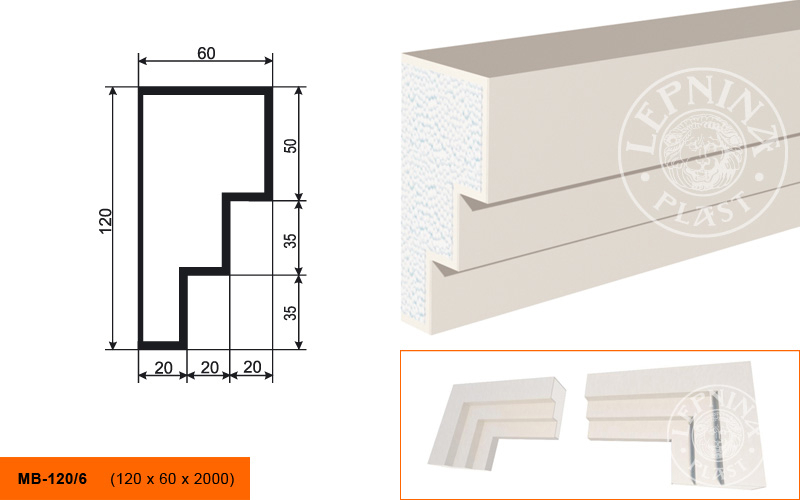 Фасадный молдинг Lepninaplast МВ-120/6