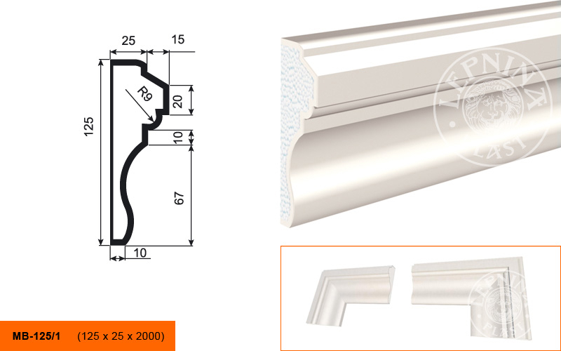 Фасадный молдинг Lepninaplast МВ-125/1