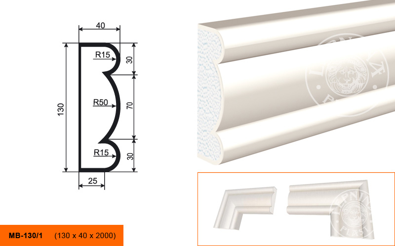 Фасадный молдинг Lepninaplast МВ-130/1