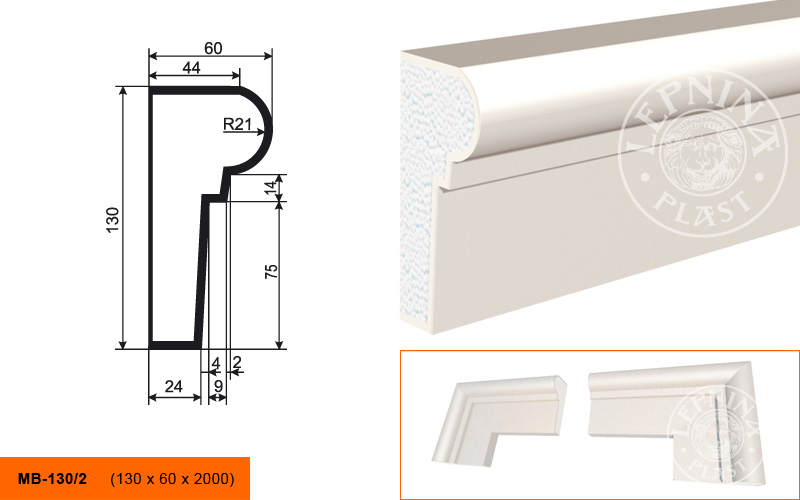Фасадный молдинг Lepninaplast МВ-130/2