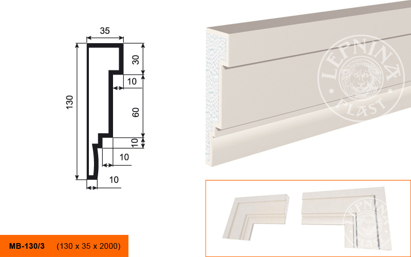 Фасадный молдинг Lepninaplast МВ-130/3