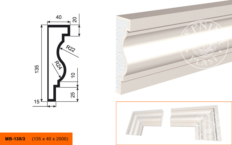 Фасадный молдинг Lepninaplast МВ-135/3