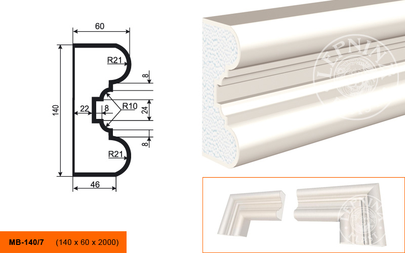 Фасадный молдинг Lepninaplast МВ-140/7