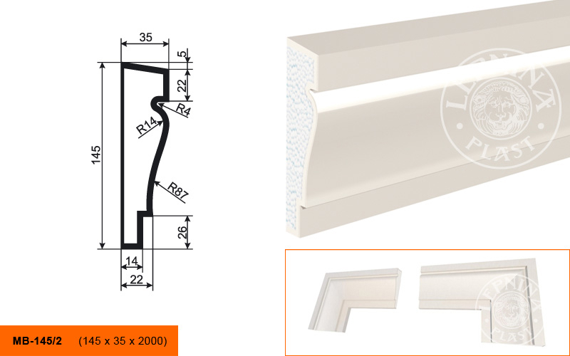 Фасадный молдинг Lepninaplast МВ-145/2