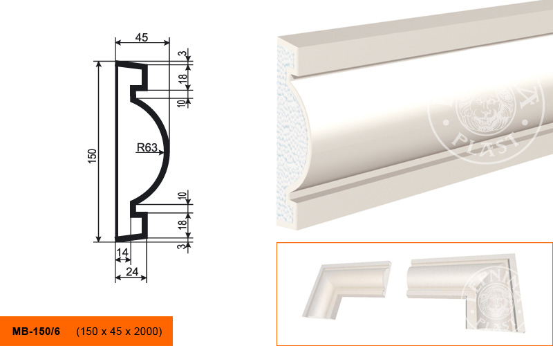 Фасадный молдинг Lepninaplast МВ-150/6