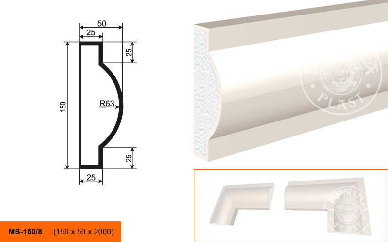 Фасадный молдинг Lepninaplast МВ-150/8