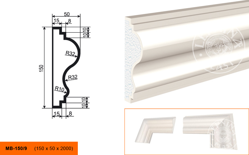 Фасадный молдинг Lepninaplast МВ-150/9