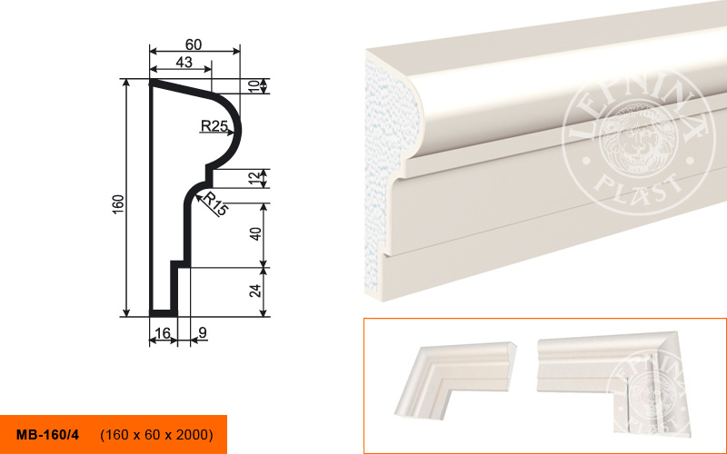 Фасадный молдинг Lepninaplast МВ-160/4