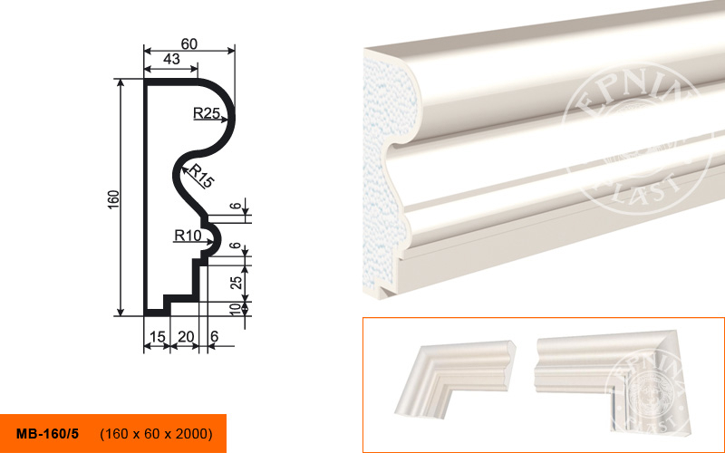 Фасадный молдинг Lepninaplast МВ-160/5