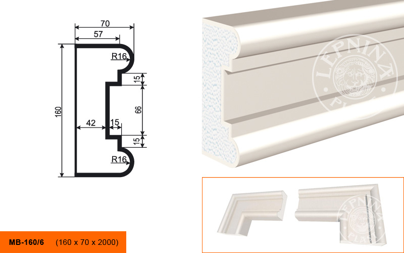 Фасадный молдинг Lepninaplast МВ-160/6