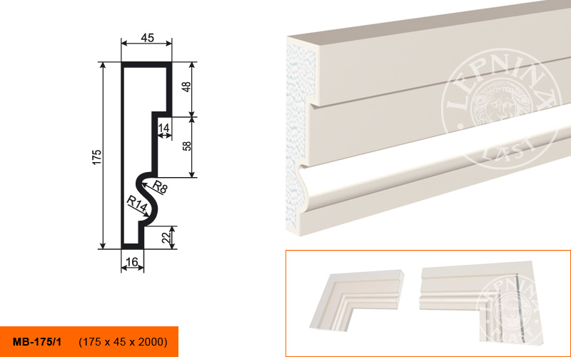 Фасадный молдинг Lepninaplast МВ-175/1