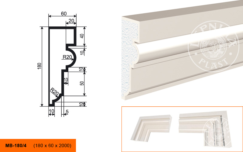 Фасадный молдинг Lepninaplast МВ-180/4