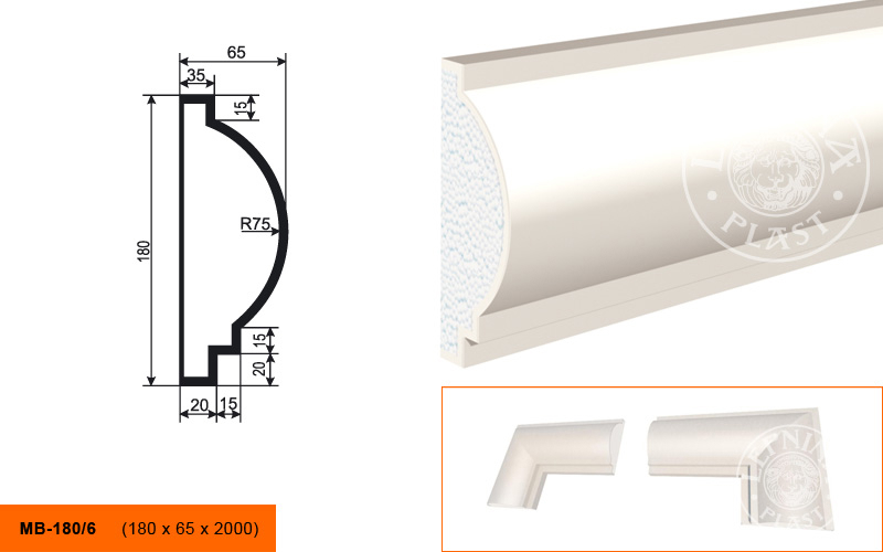 Фасадный молдинг Lepninaplast МВ-180/6