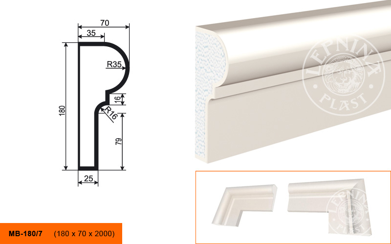 Фасадный молдинг Lepninaplast МВ-180/7