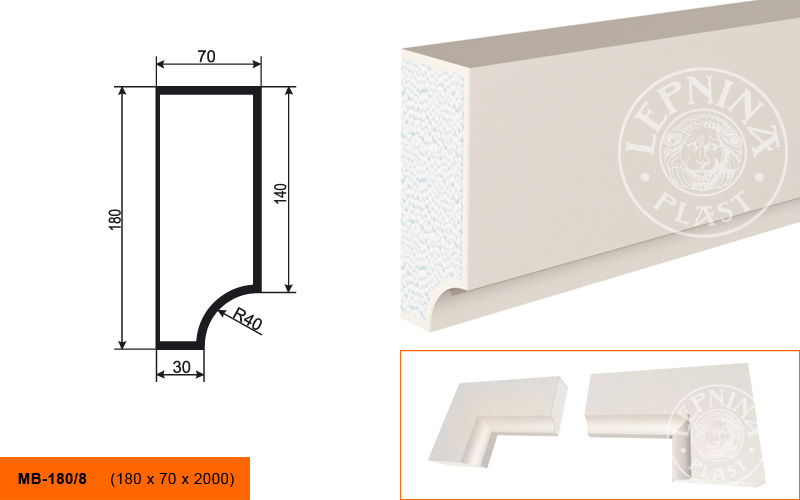 Фасадный молдинг Lepninaplast МВ-180/8