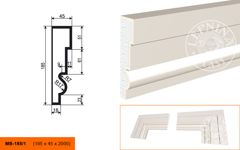 Фасадный молдинг Lepninaplast МВ-185/1