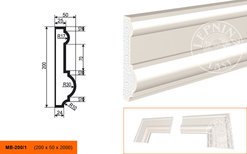 Фасадный молдинг Lepninaplast МВ-200/1