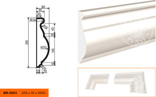 Фасадный молдинг Lepninaplast МВ-200/3