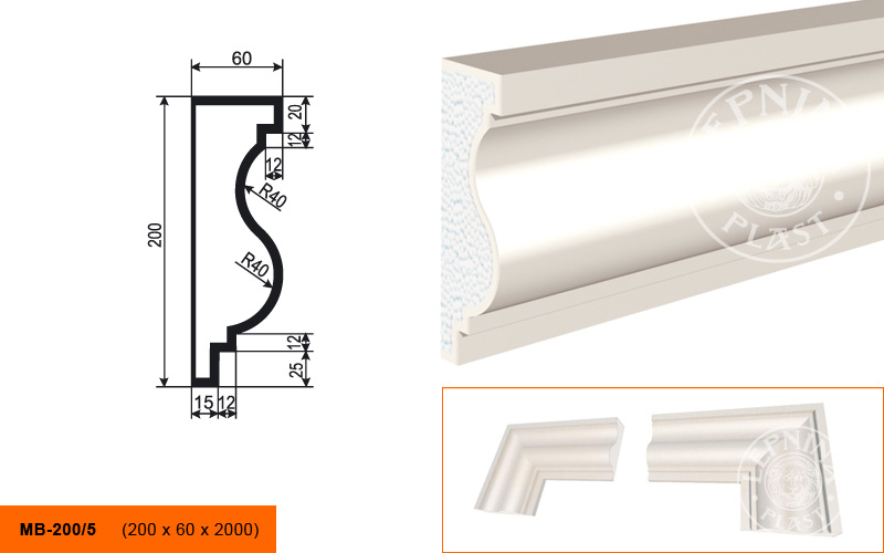 Фасадный молдинг Lepninaplast МВ-200/5