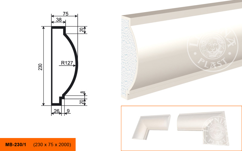 Фасадный молдинг Lepninaplast МВ-230/1