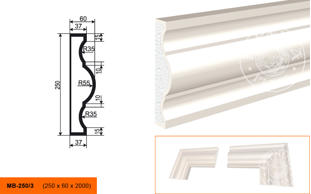 Фасадный молдинг Lepninaplast МВ-250/3